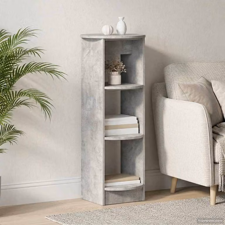 Mobile laterale vidaXL Grigio Cemento con ripiani interni, L/P/H: 40 x 40 x 100 cm