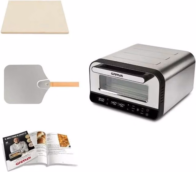 Forno Pizza Elettrico G3 Ferrari Pizza Pro 2 Minuti Grigio con Pietra Refrattaria 32x32 cm e Display Digitale – 2