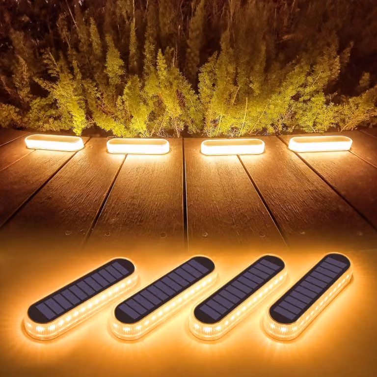 Set di 4 luci LED solari per esterni, luce bianco caldo, 40 lumen, grado di protezione IP68