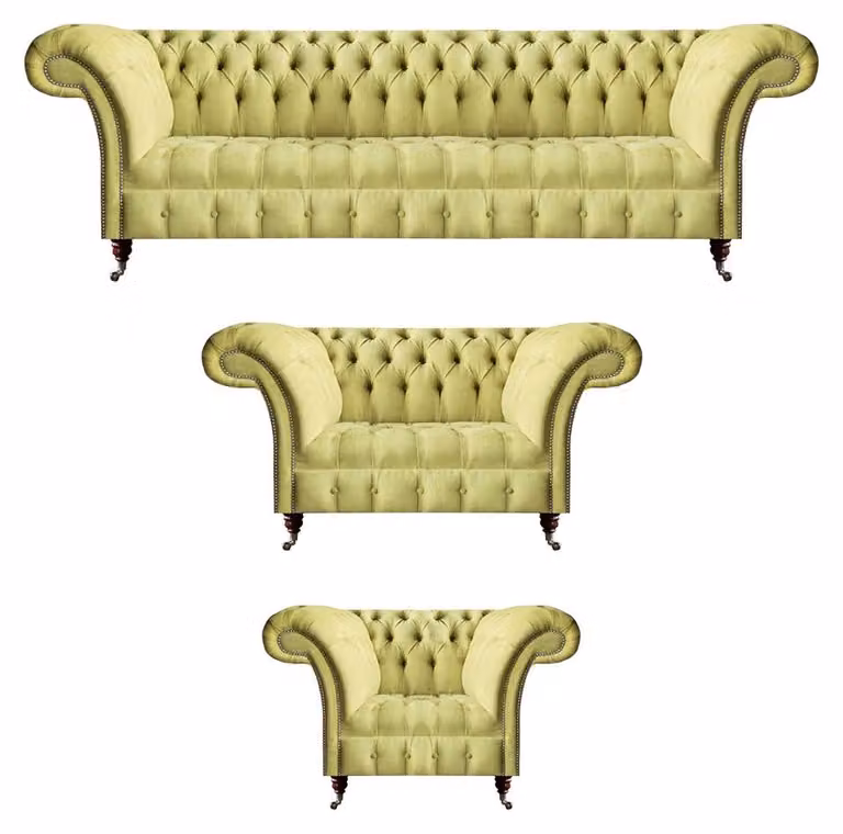 Wohnzimmer Sofa Set 3tlg Luxus Sitzmöbel Chesterfield Sofagarnitur