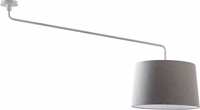 Vivien Plafoniera da Soffitto Bianca con Paralume Conico Grigio E27 IP20 48cm - Design Moderno in Metallo e Tessuto per Interni - Rossini Group