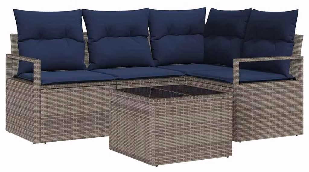 Maison Exclusive - Set di divani componibili, 5 pezzi, grigio [materiale sintetico]: rattan sintetico