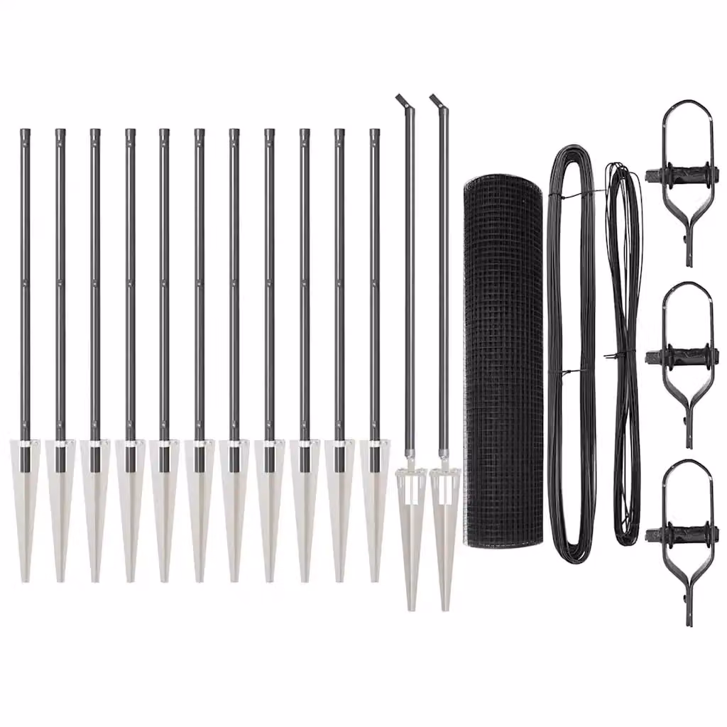 Recinzione in rete saldata con punte vidaXL in acciaio e PVC, Grigio, L: 250 cm, H: 40 cm – 2