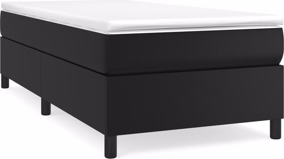 Giroletto a Molle con Materasso Nero 90x190 cm in Pelle finta