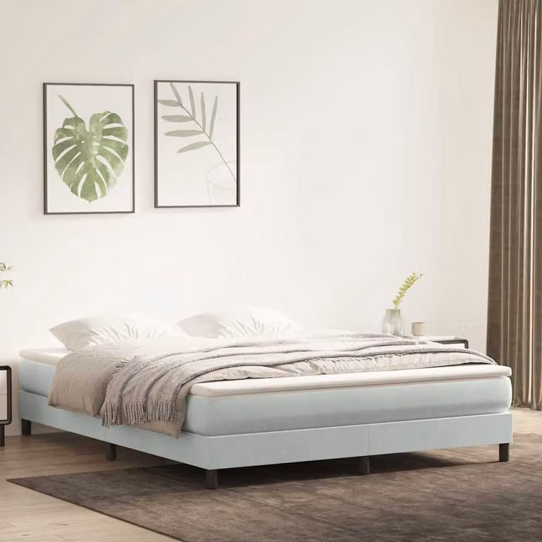 Letto a molle vidaXL in velluto grigio senza materasso L: 200 cm, P: 220 cm