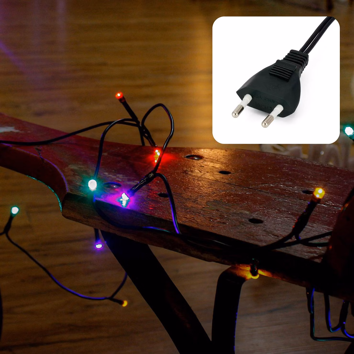 Mini catena luminosa, con 100 LED colorati, lunghezza illuminata di 14,85 metri, con spina, per uso interno