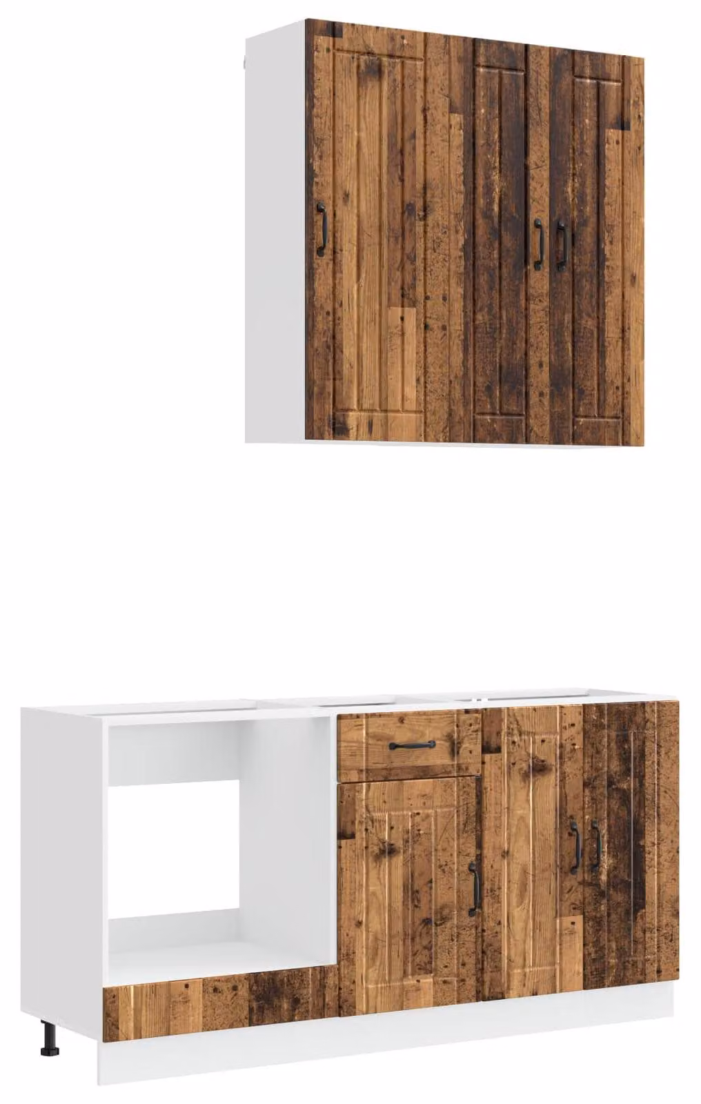 Set da cucina LUCCA, composto da 5 pezzi, realizzato in legno massello riciclato e materiale composito