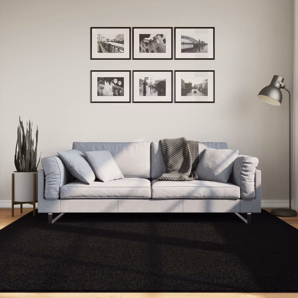 Tappeto a pelo corto vidaXL HUARTE nero, morbido e lavabile, adatto a riscaldamento a pavimento, 200 x 200 cm