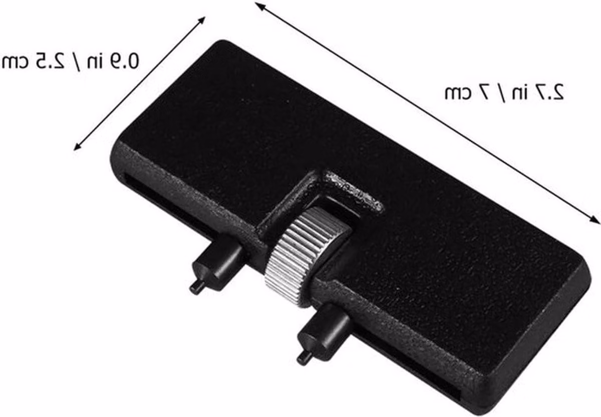 Strumento per l'apertura di casse di orologi - Set di strumenti per orologi con supporto, guarnizioni impermeabili e vano per batterie, colore nero
