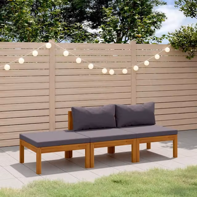 Set Divani da Giardino 3 pz con Cuscini in Massello di Acacia 3086920