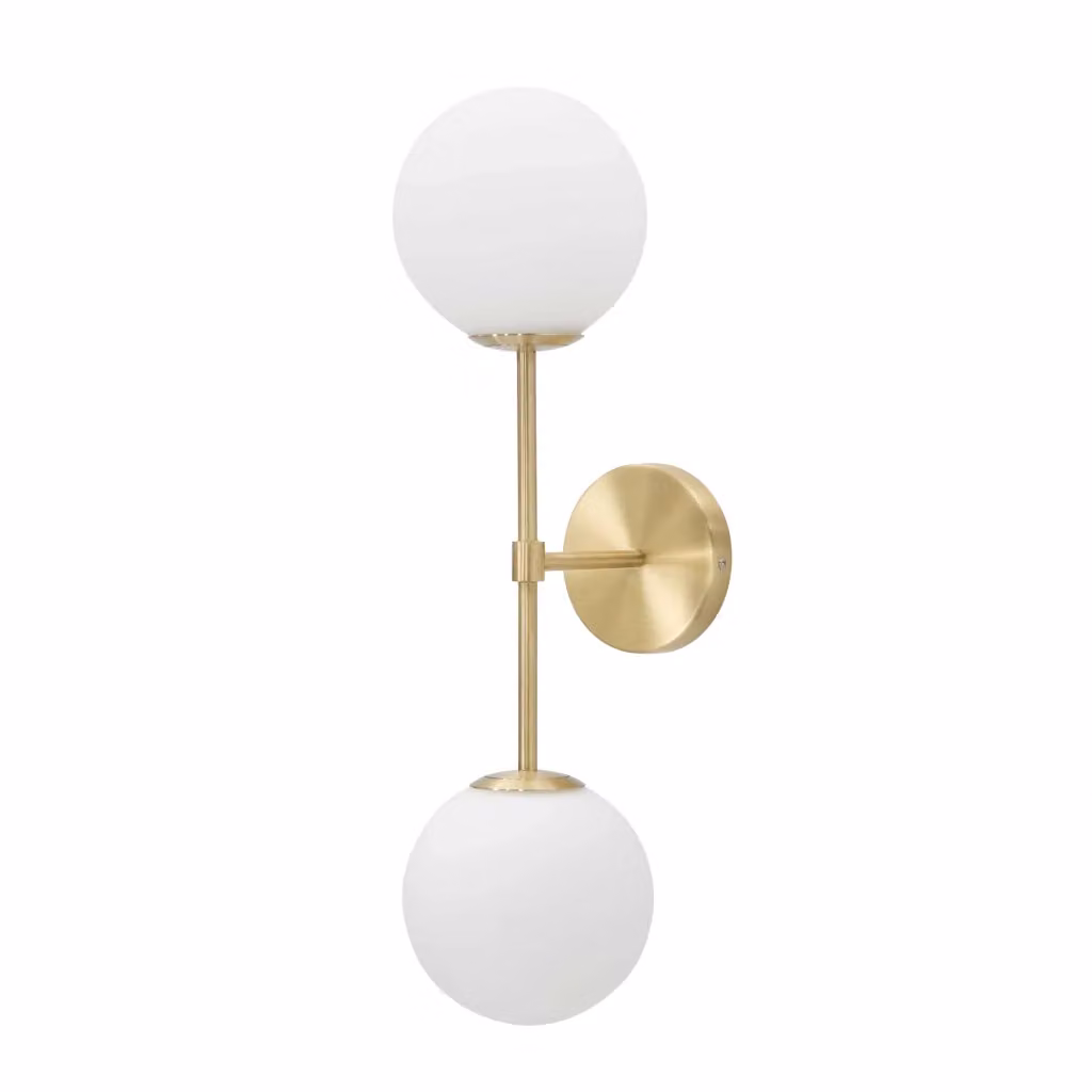 Taroud, Lampada da Parete Moderna in Metallo e Vetro, Oro e Bianco, 2 Lampadine E14 – 2