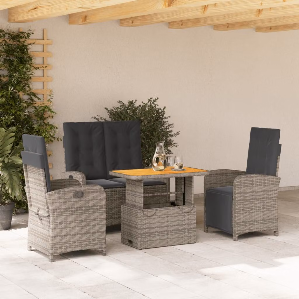 Maison Exclusive - Set da pranzo da giardino 4 pezzi con cuscini in polyrattan grigio