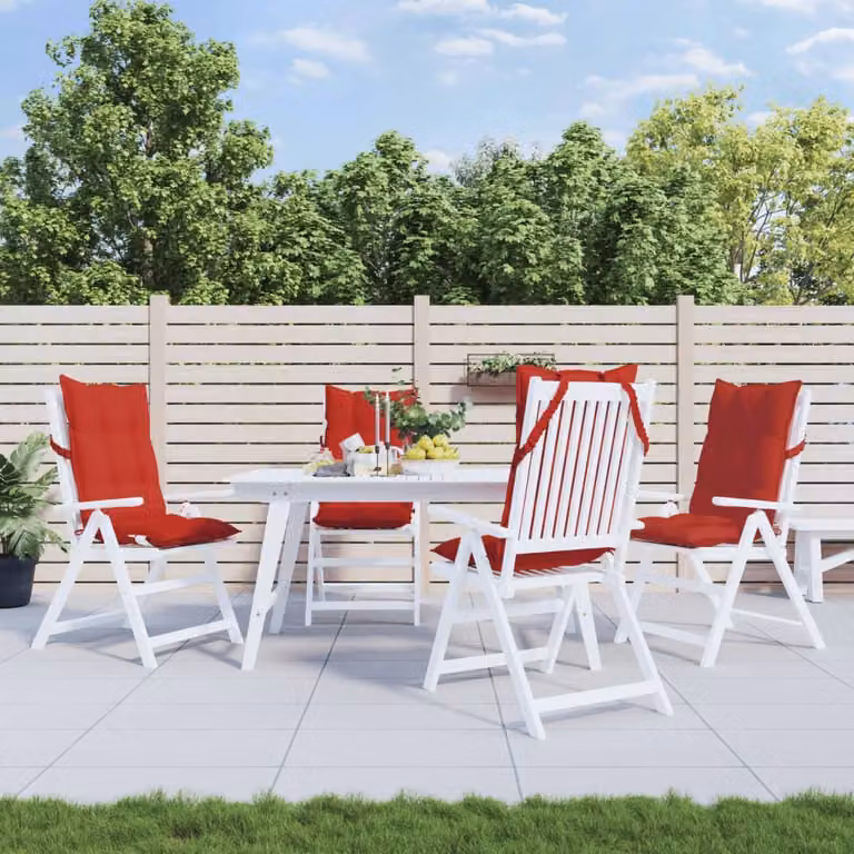 Set di 4 cuscini per sedia con schienale alto vidaXL in tessuto Oxford rosso, impermeabili e traspiranti