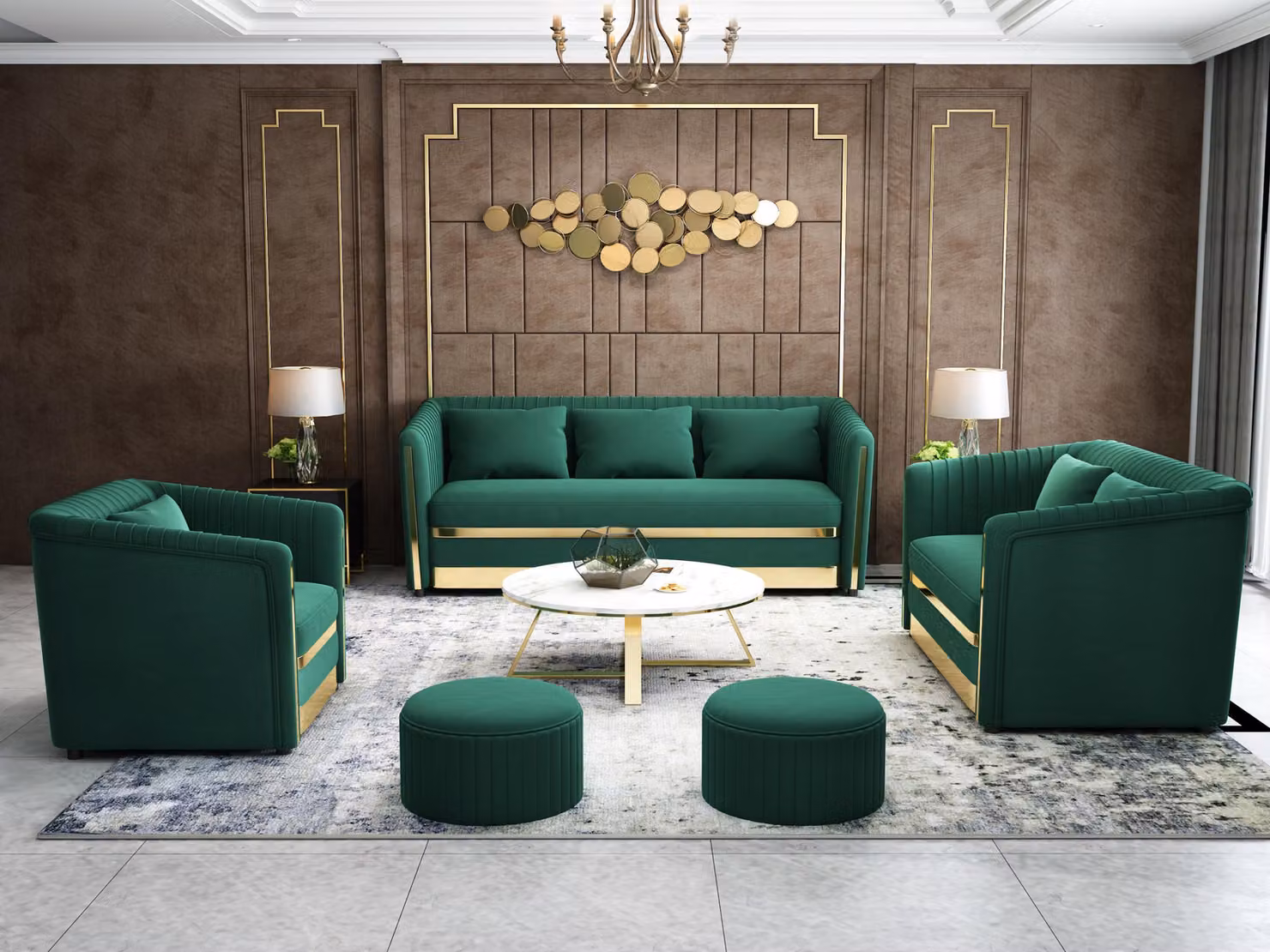 Dreisitzer Couch Polster Design Sofa Moderne 3er Sitz Sofas Zimmer Möbel Grün
