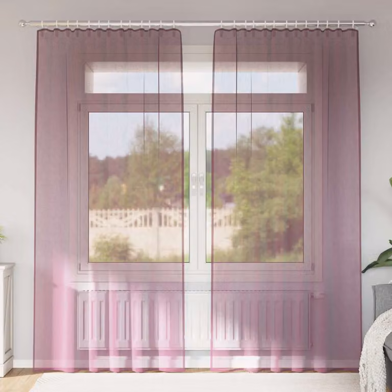 Set di 2 tende in voile semi-trasparenti vidaXL viola con tasche per asta, L: 140 cm, H: 225 cm