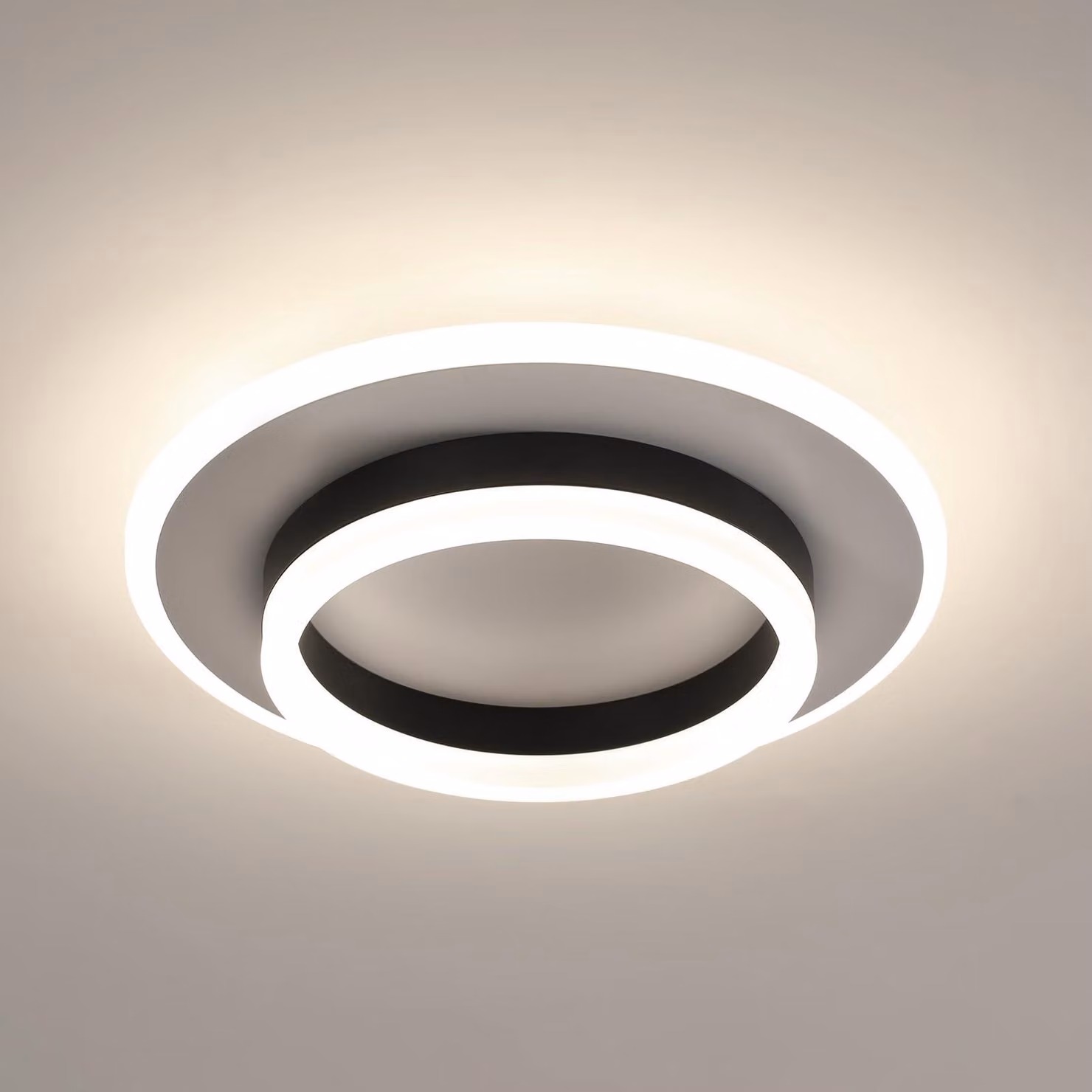 Pannello LED rotondo, 28 W, 3150 lumen, 4500 K, diametro 30 cm, nero/bianco