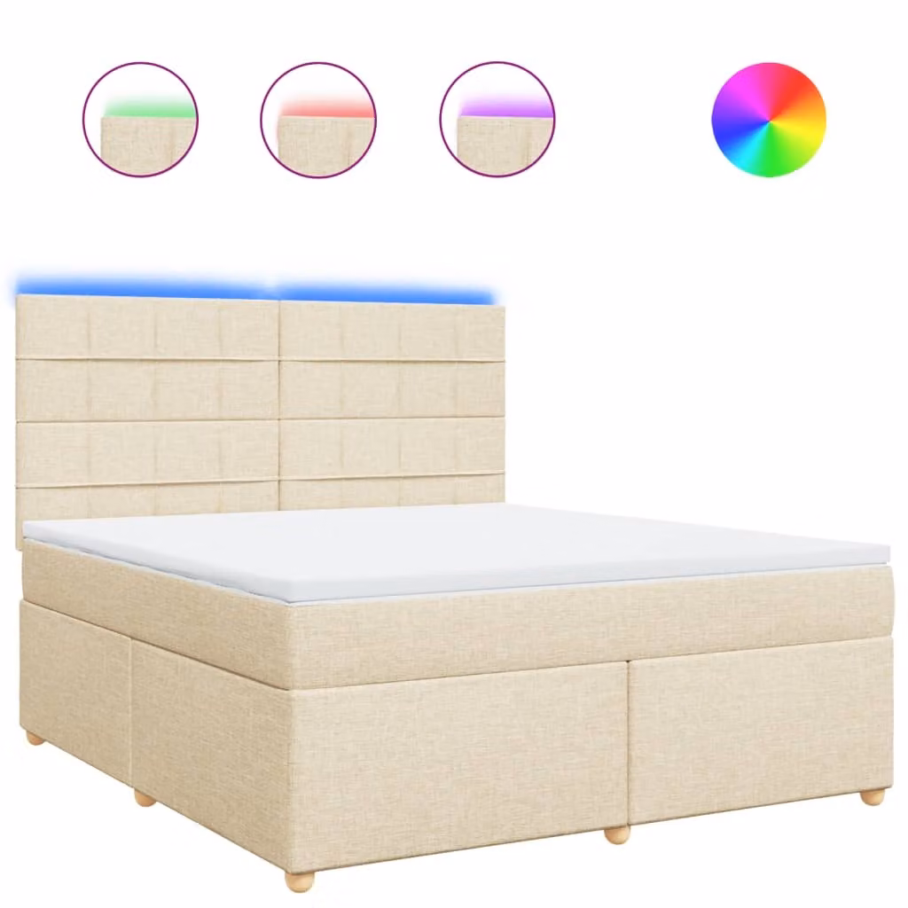 Giroletto a Molle con Materasso Crema 180x200 cm in Tessuto