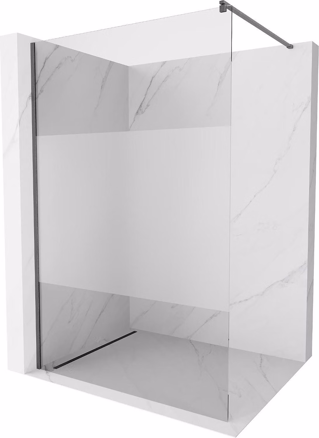 Mexen Kioto pannello doccia Walk-in 80 x 200 cm, trasparente/brina 8 mm, grigio canna di fucile spazzolato - 800-080-101-66-35