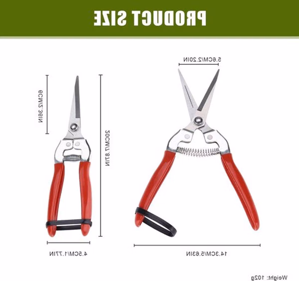 Forbice da giardino piccola e dritta, ideale per potare, raccogliere e curare il giardino
