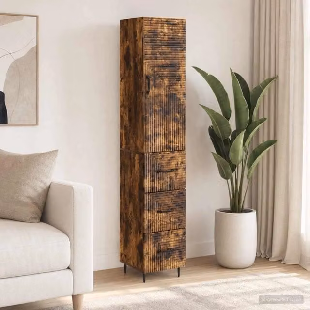 Set di 2 armadi moderni vidaXL in MDF marrone con ante scorrevoli e ripiani interni L/P/H: 33 x 34,5 x 90 cm – 1