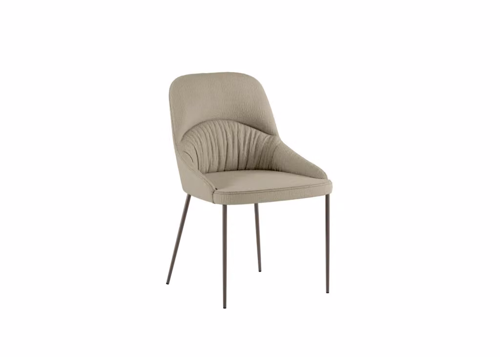 Sedia Ginevra Stones in tessuto beige con struttura in metallo verniciato bronzo e design minimalista – 2