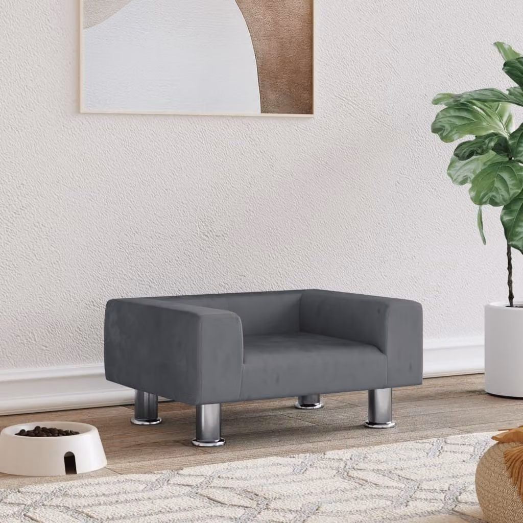 The Living Store Letto per cani grigio scuro 50x40x26,5 cm in velluto