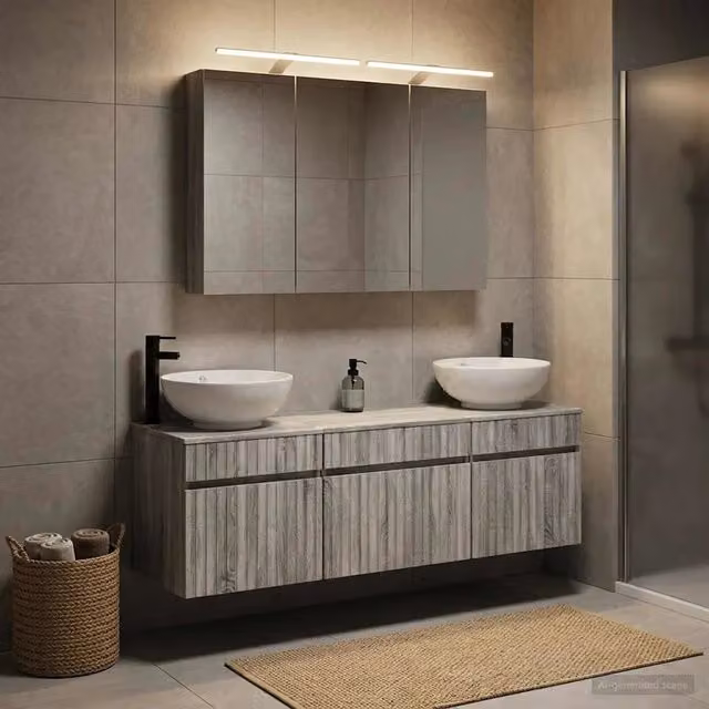 Set di Armadi da Bagno 4 pz Sonoma grigio Legno ingegnerizzato