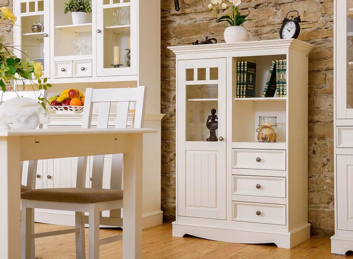 Landhaus Kommode Schrank Regale Echtholz Hochschrank Regal Bücher Bar Schränke