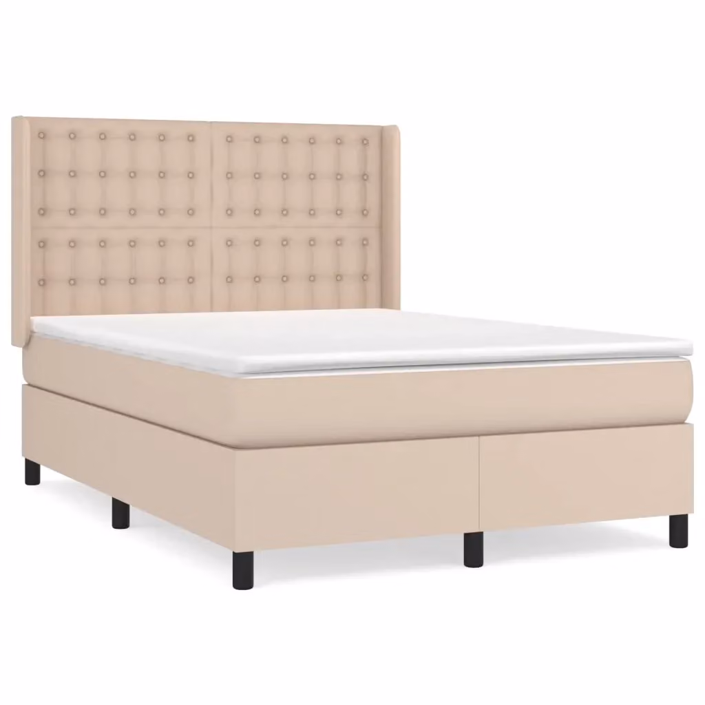 vidaXL Giroletto a Molle con Materasso in Similpelle Colore Cappuccino L/P/H: 140 x 200 cm – 2
