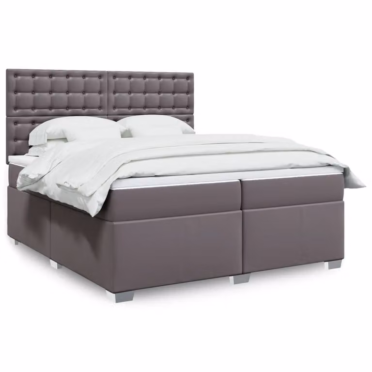 vidaXL Giroletto a Molle con Materasso Grigio in Similpelle e Tessuto, L/P: 200 x 200 cm