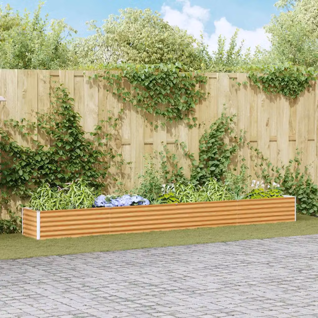 Letto rialzato da giardino vidaXL in acciaio galvanizzato Marrone Chiaro L: 390 cm, P: 50 cm, H: 36 cm