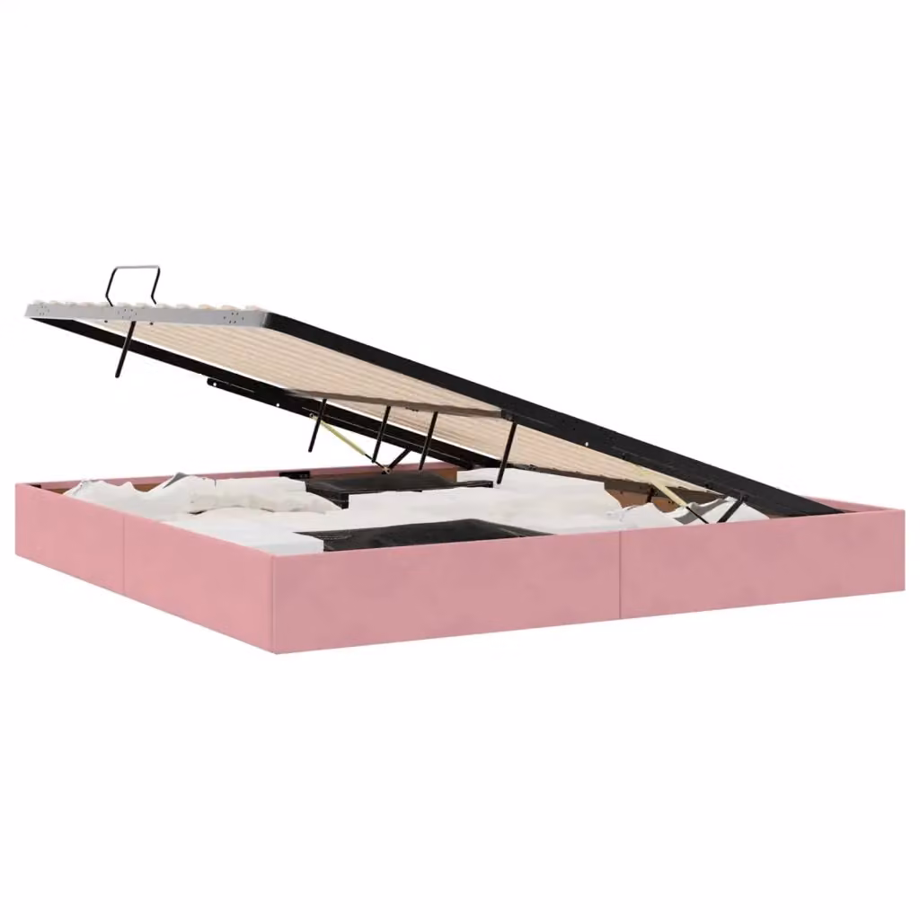 Letto ottomano con contenitore vidaXL in velluto rosa L 200 cm x P 200 cm – 2