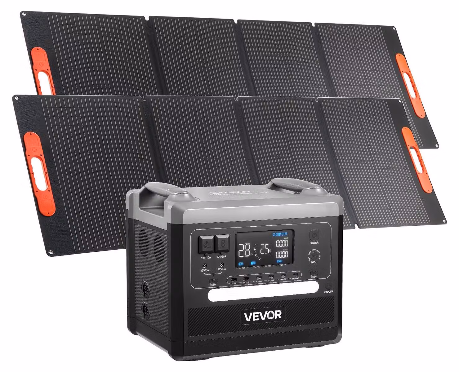 Stazione di ricarica portatile, generatore solare portatile da 2400 W con 2 pannelli solari pieghevoli da 200 W ciascuno, batteria di riserva LiFePO4 espandibile da 2160 Wh con 10 porte di uscita, ideale per l'uso domestico, il campeggio all'aperto e i ca