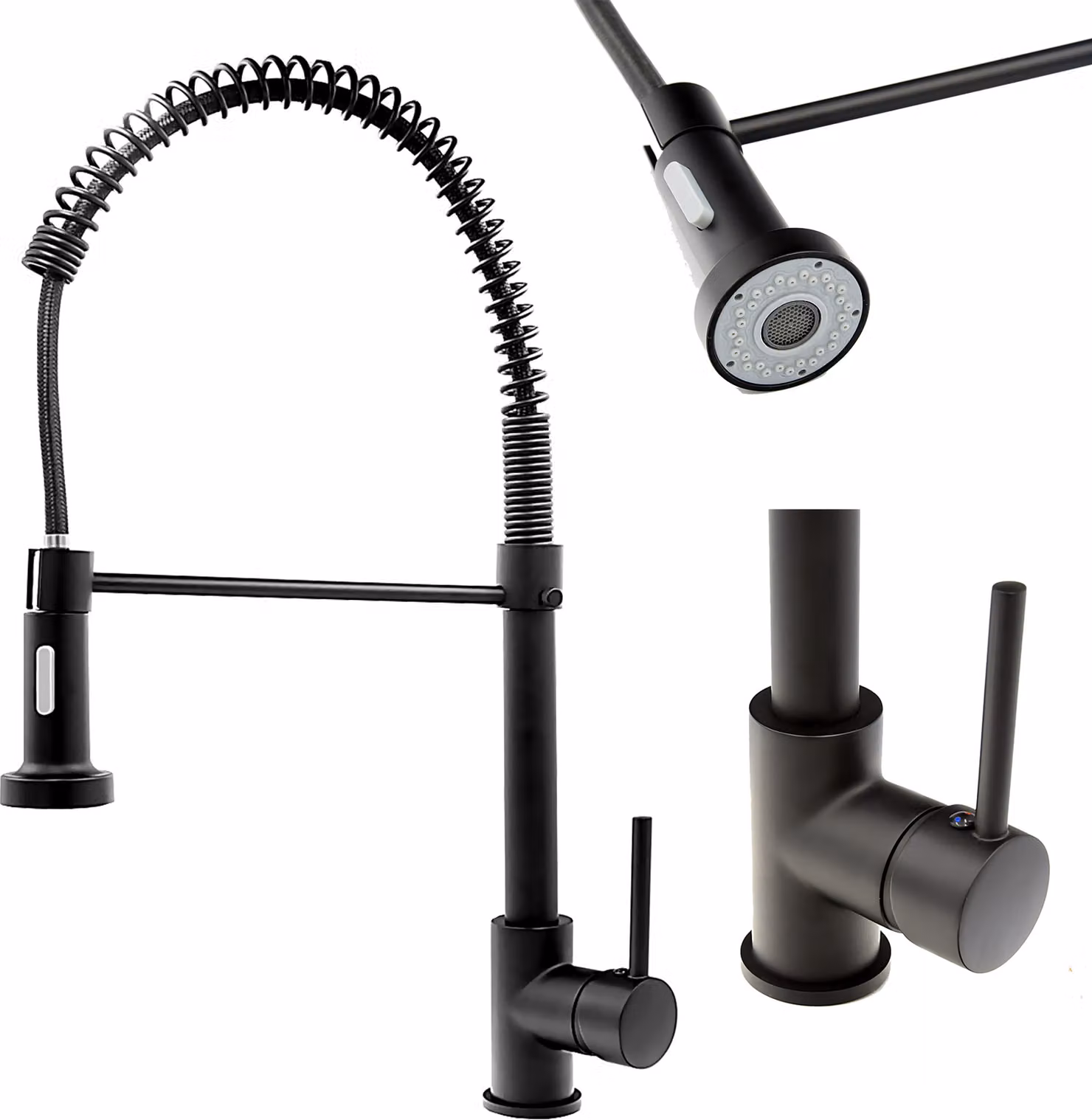 Granitan - Rubinetto da cucina - Rubinetto per lavello - Bocca estraibile - Orientabile a 360° - Nero - SPIRAL