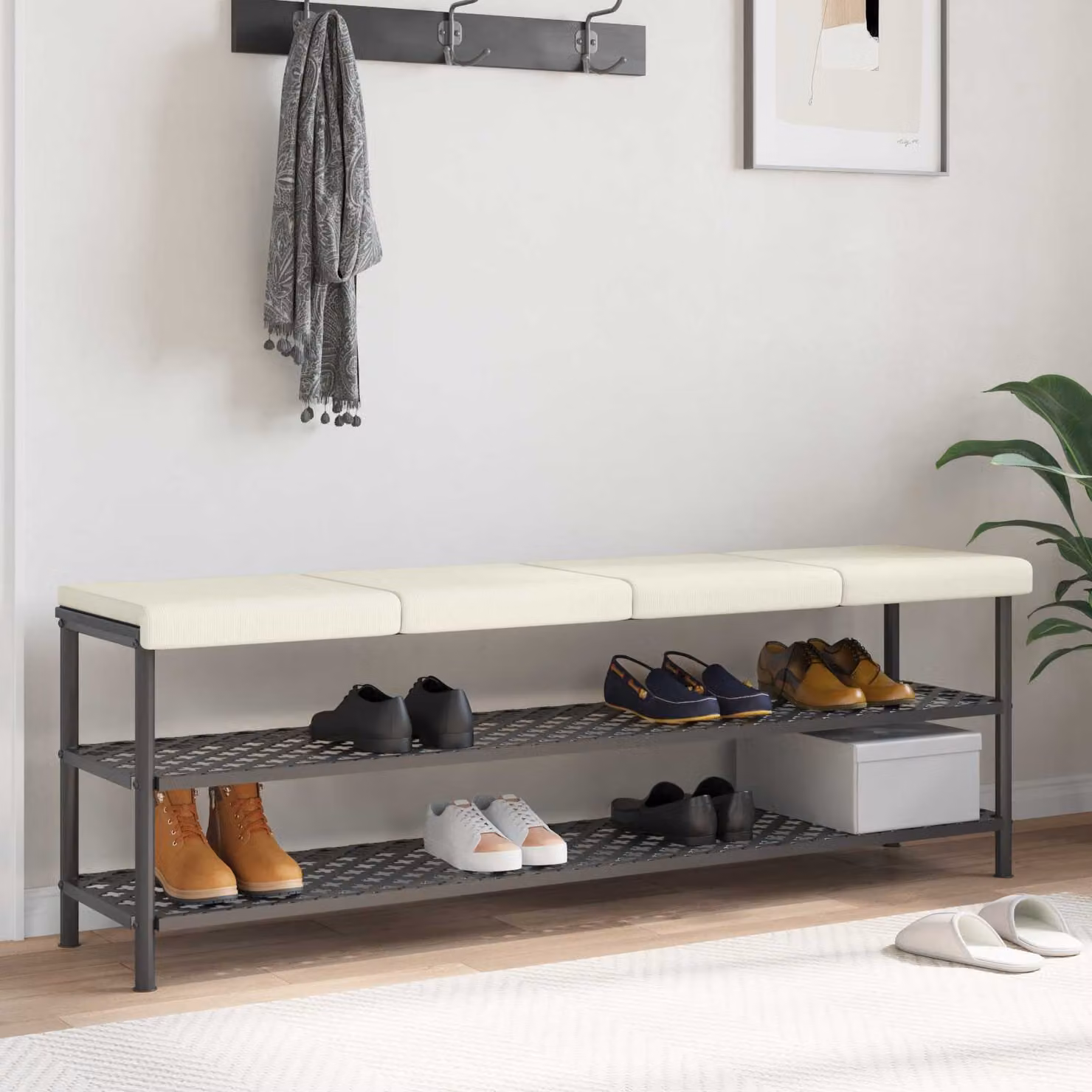Set di 4 cuscini per panchina vidaXL in velluto a coste beige, Profondità: 35 cm