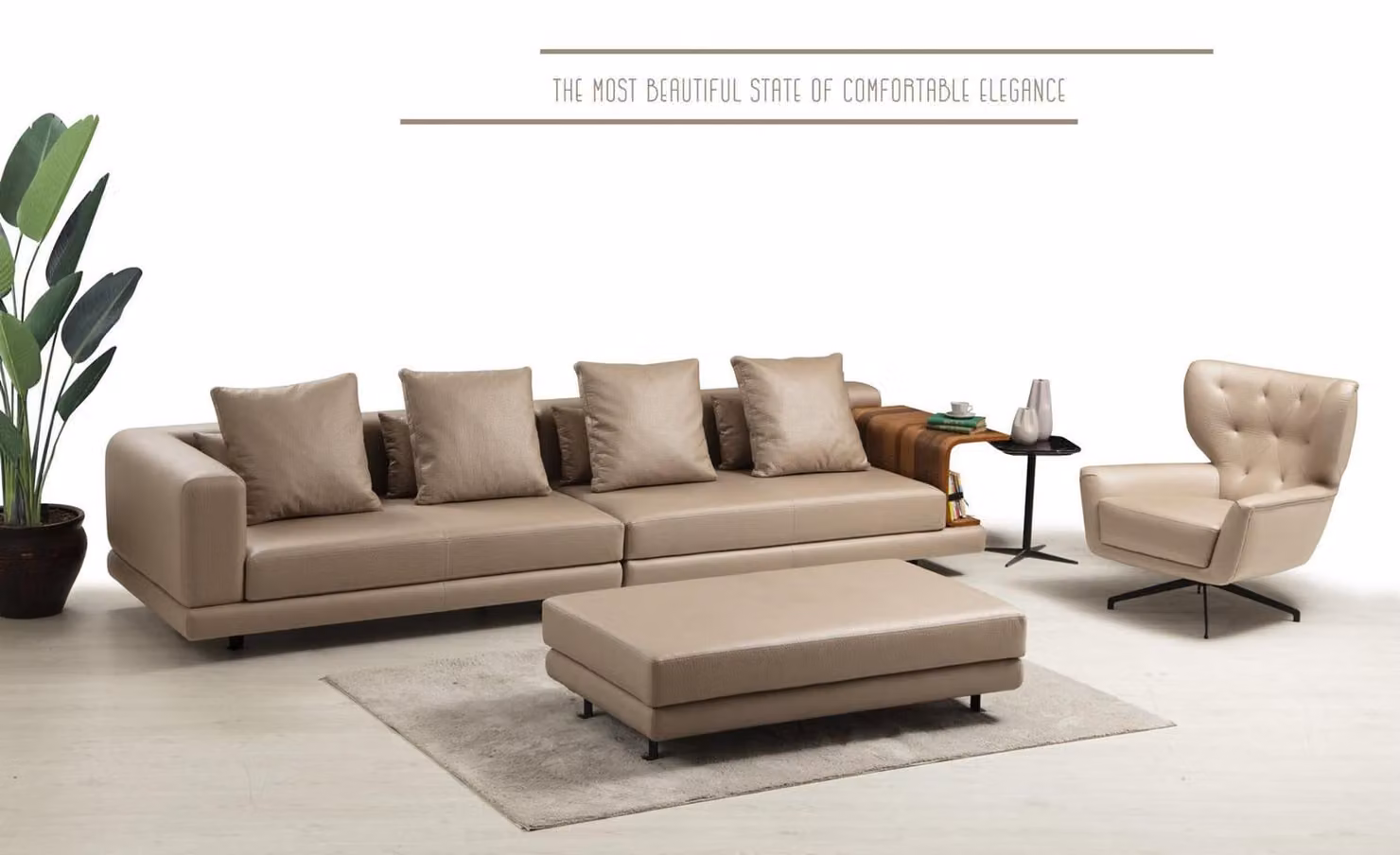 Sofagarnitur Polstersofa Viersitzer Sessel Beige Sofa 2tlg Kunstleder