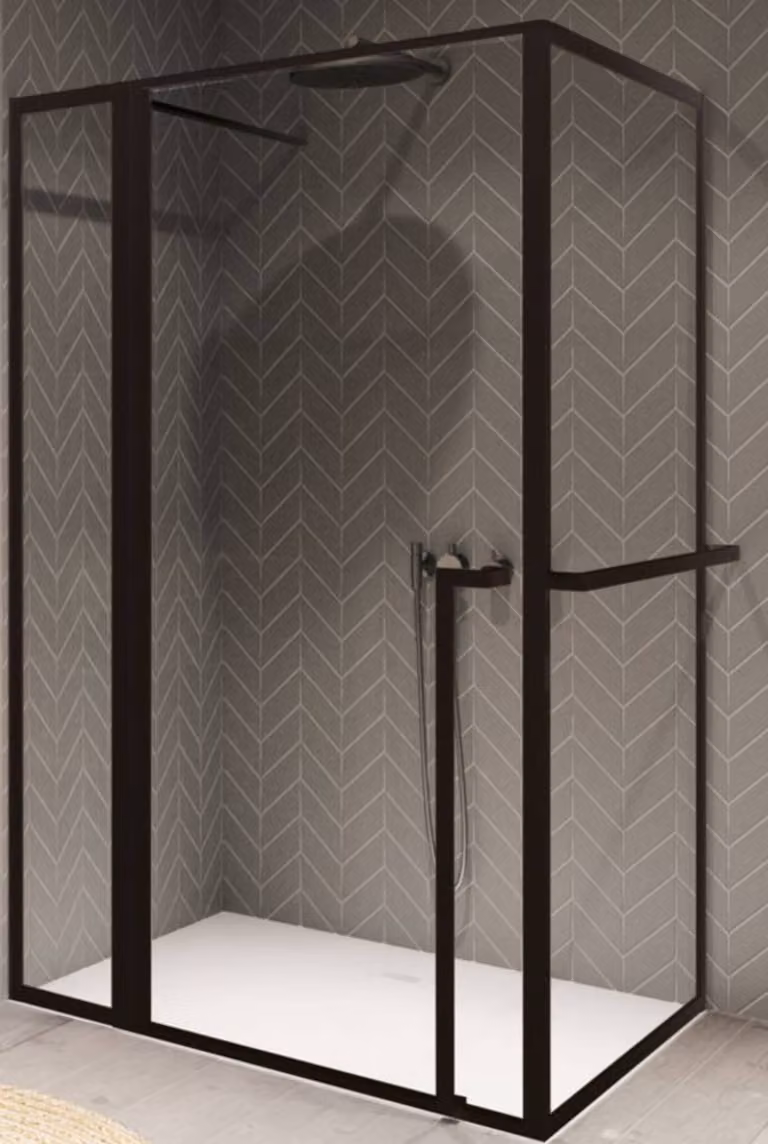 Porta doccia con parete laterale Riho Lucid GD203 XL 130x90x200 cm colore telaio nero GD213B090