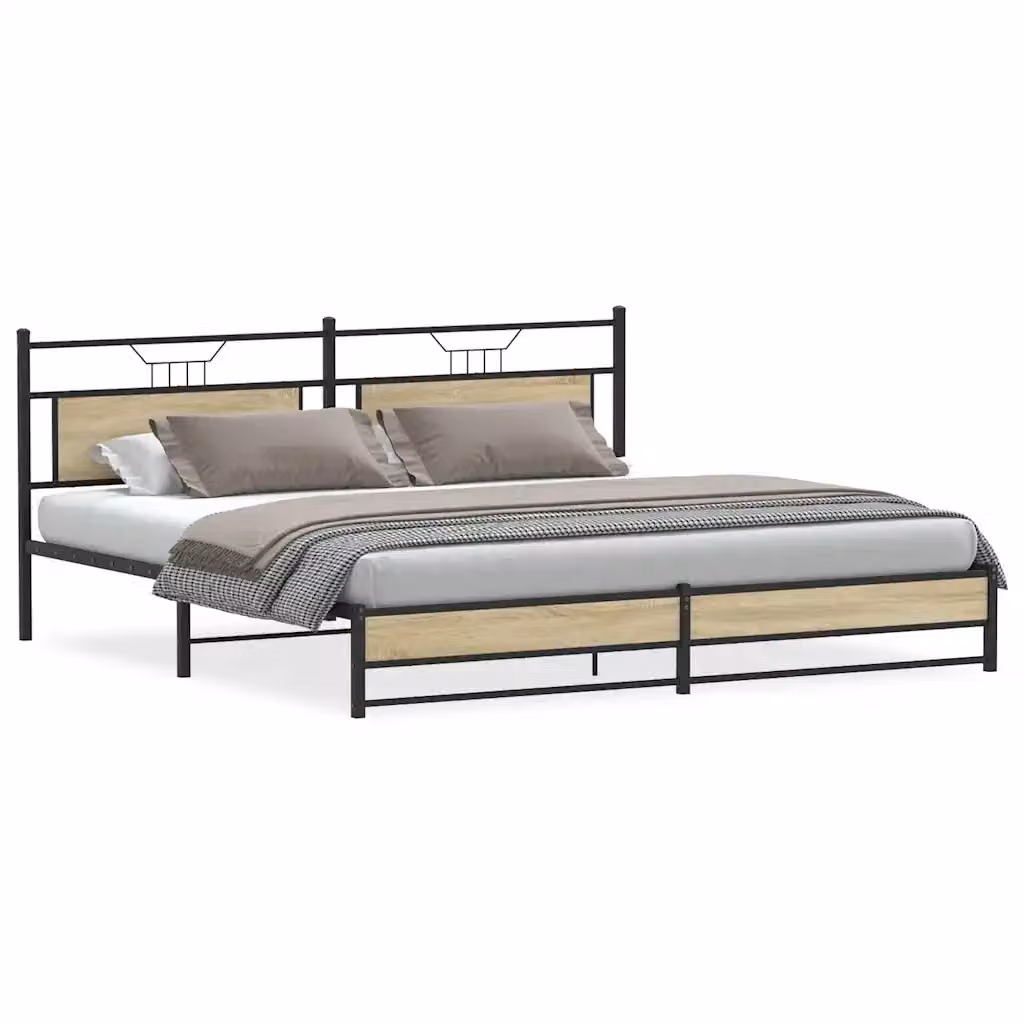 Giroletto vidaXL in metallo e MDF color Rovere Sonoma, L 200 x P 200 cm – 2