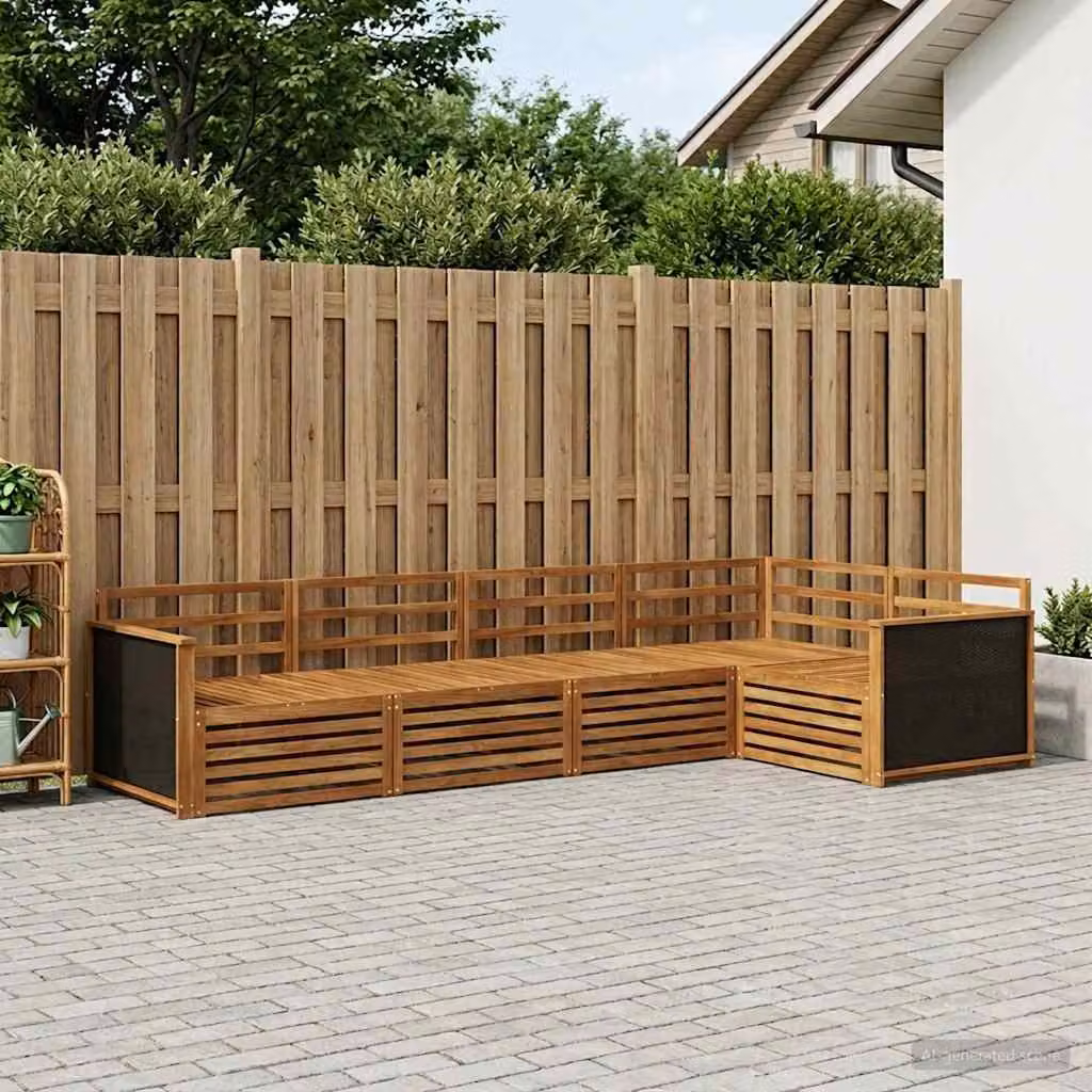 Set di divani da esterno vidaXL 6 pz in legno di acacia massello marrone con cuscini inclusi design moderno a L