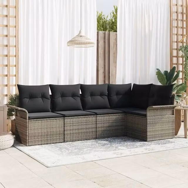 Set Divano da Giardino a L con Cuscini vidaXL Grigio in Polyrattan e Metallo – 1