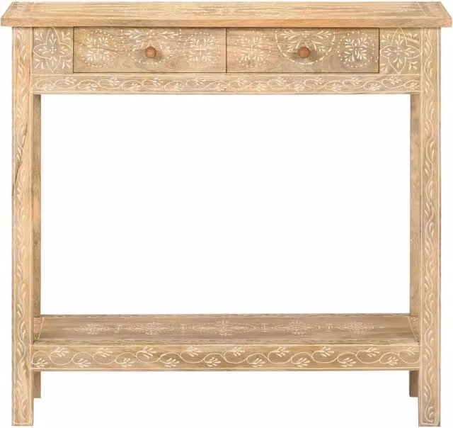 Tavolo Consolle in Legno di Mango Massello vidaXL L/P/H: 80 x 35 x 74 cm