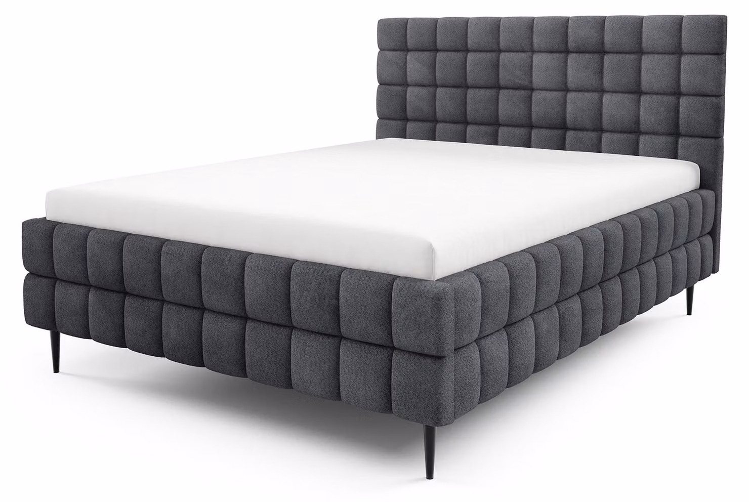 Letto imbottito con contenitore Stratus, finitura Grafitschatten, dimensioni 180 x 200 cm