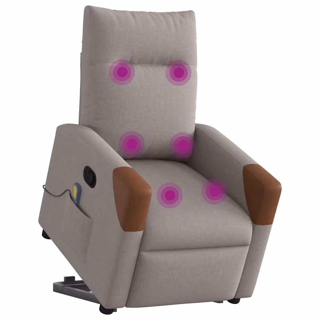 Poltrona Alzapersona Reclinabile con Assistenza Elettrica vidaXL in Tessuto Grigio e Marrone per Senior – 2