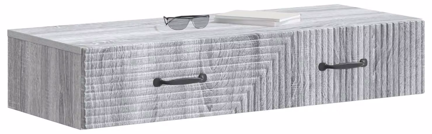 Tavolino da Parete Laterale Grigio Sonoma 87,5 x 34,5 x 17 cm