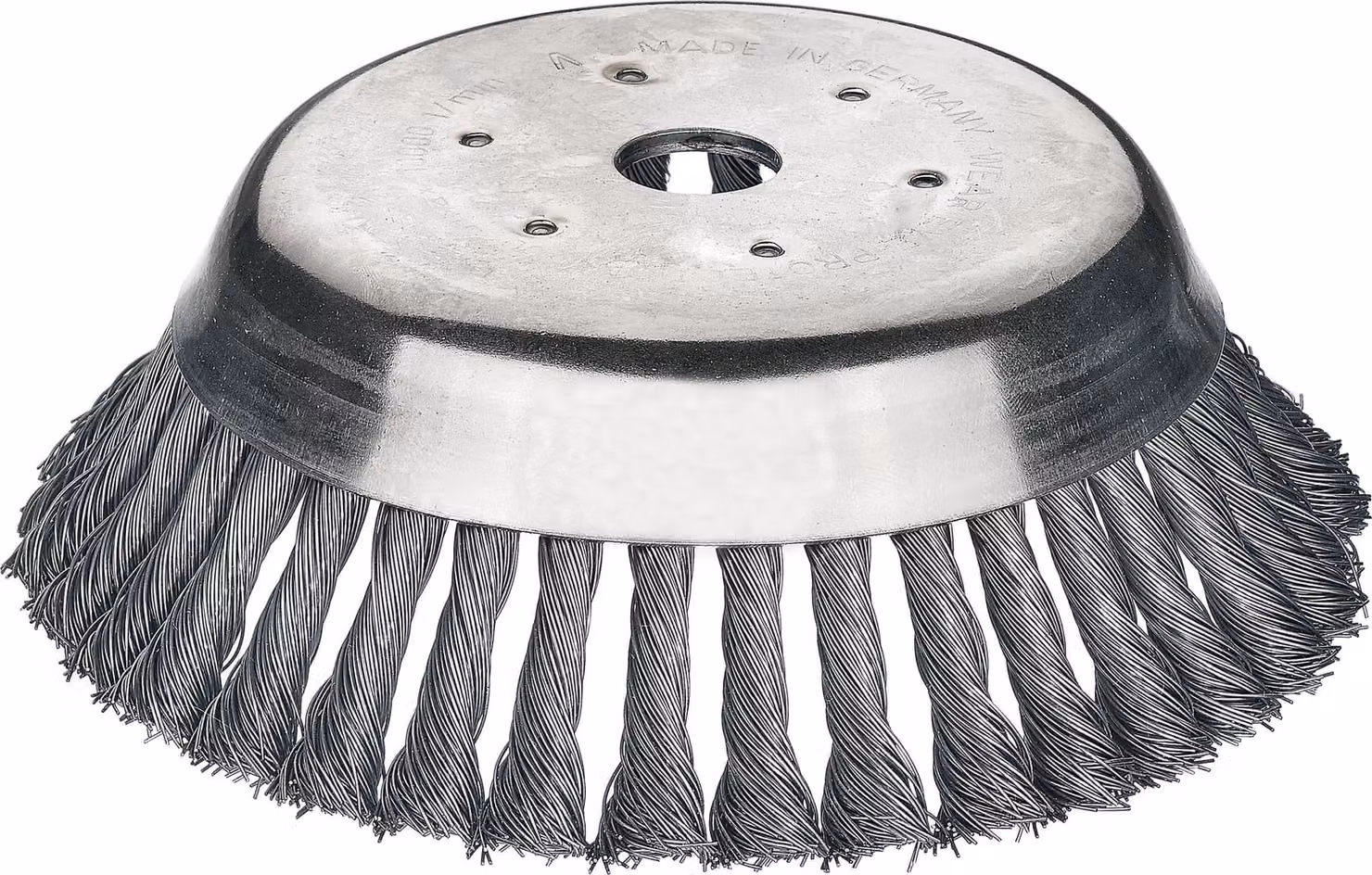 Lessmann Kegelbürste gezopft 180 mm Aufnahme 25,4 mm, aus Stahldraht hochfest