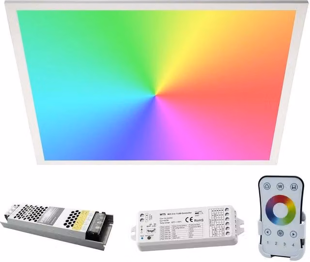 Trade Shop - Kit Pannello Ultra Slim Led 94w Centralina Smart Wifi 24v Rgb+3000k Rgbw Alexa Google -