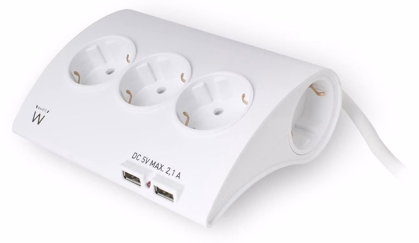Presa di distribuzione Ewent con 5 prese e 2 porte USB EW3935