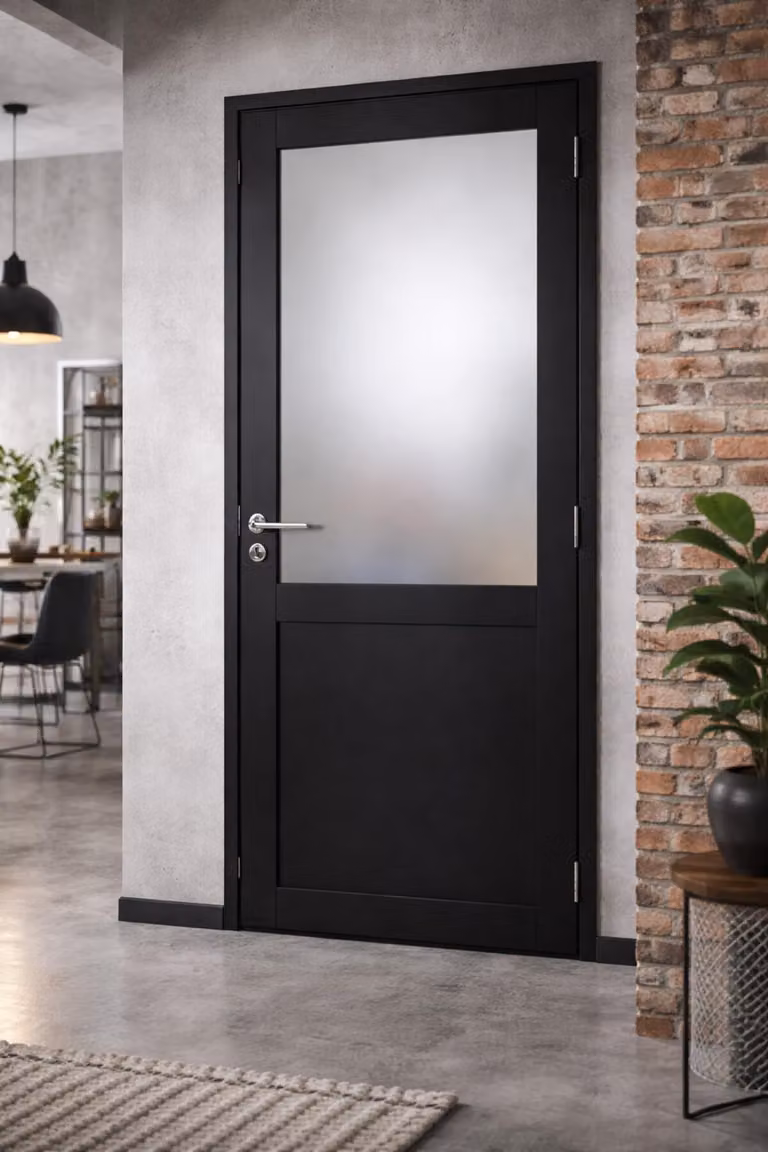 Bloc Porta Athena Nero H204 x L73 cm, lato tabella P.gauche, maniglia Pomerol GD MENUISERIES