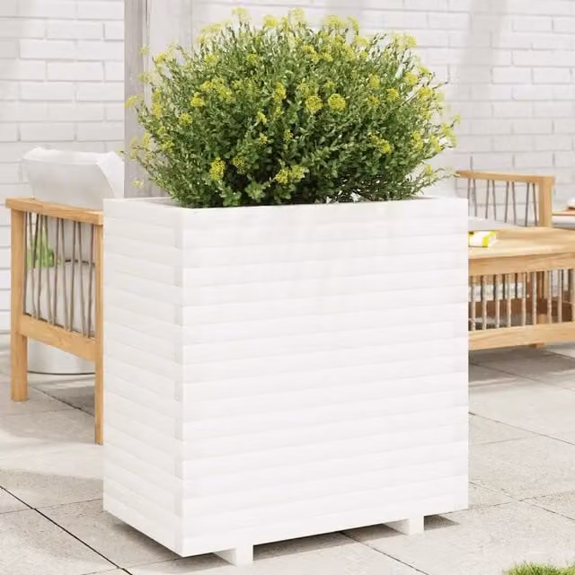 Fioriera da Giardino Ornamentale vidaXL in Legno Bianco L: 70 cm, P: 40 cm, H: 72,5 cm