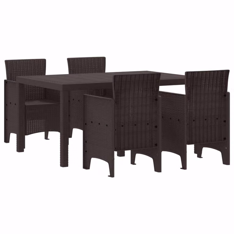 Set da pranzo per giardino e terrazza vidaXL in rattan marrone, 5 pezzi